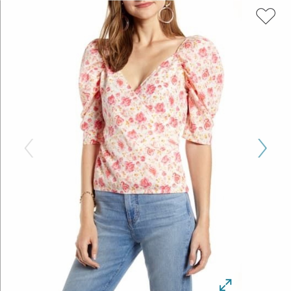 Something Navy Floral Wrap Blouse